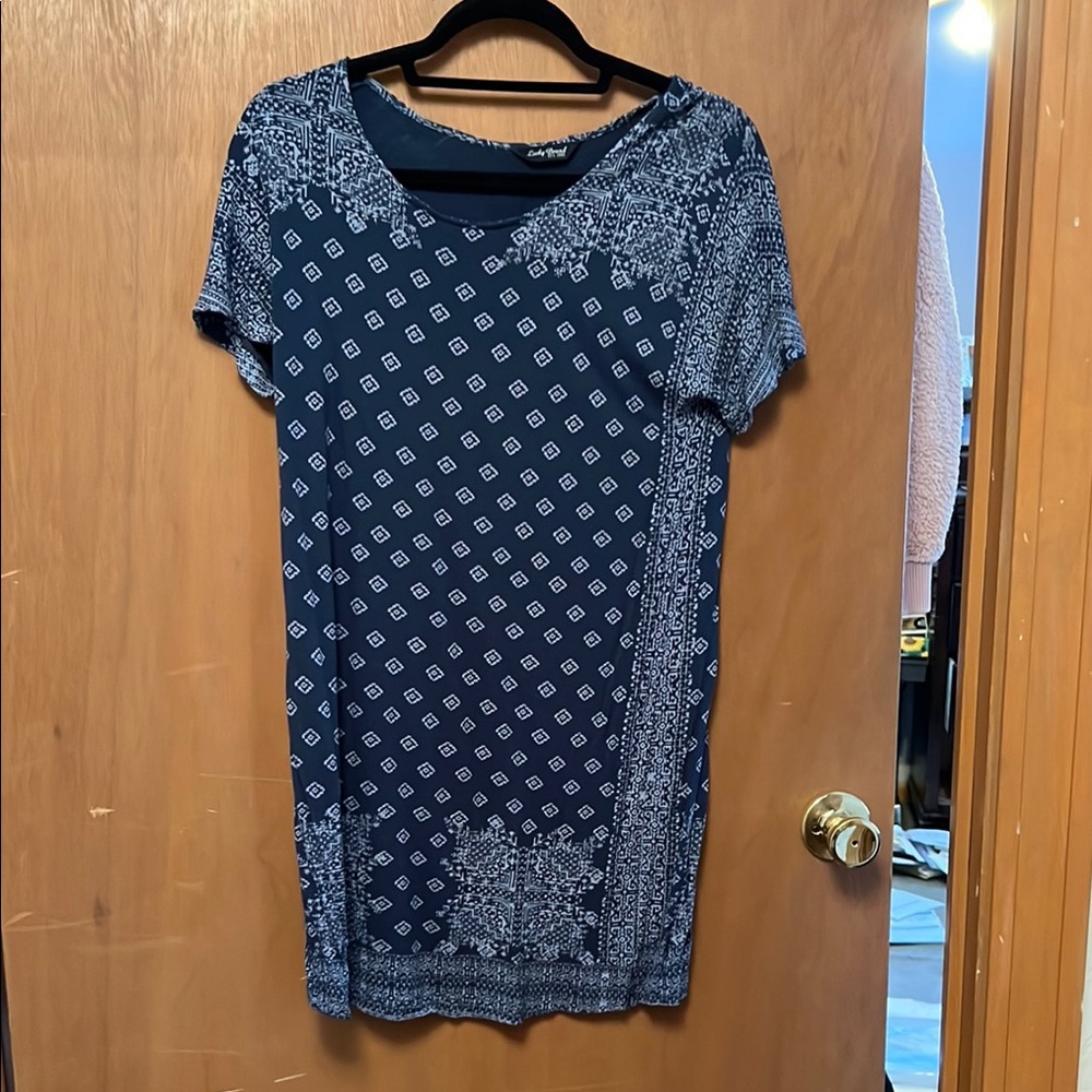 Lucky Brand Blue Sheath Mini Dress with Crew Neck